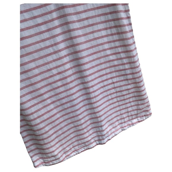 Beach Lunch Lounge Dress Womens L Linen Sleeveless Striped V Neck Beachy Pink - Picture 10 of 12
